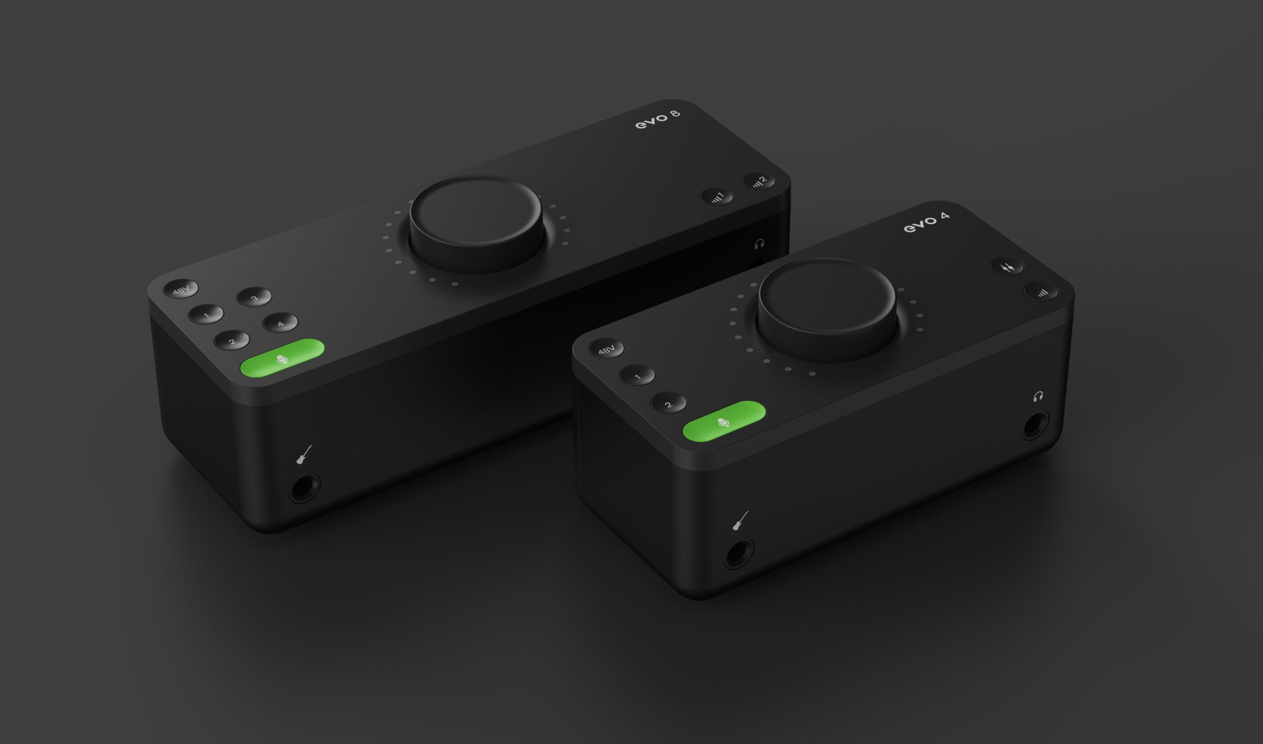 Audient Evo 4 and Evo 8 minimal audio interface designed by UK based industrial design studio Equals Design