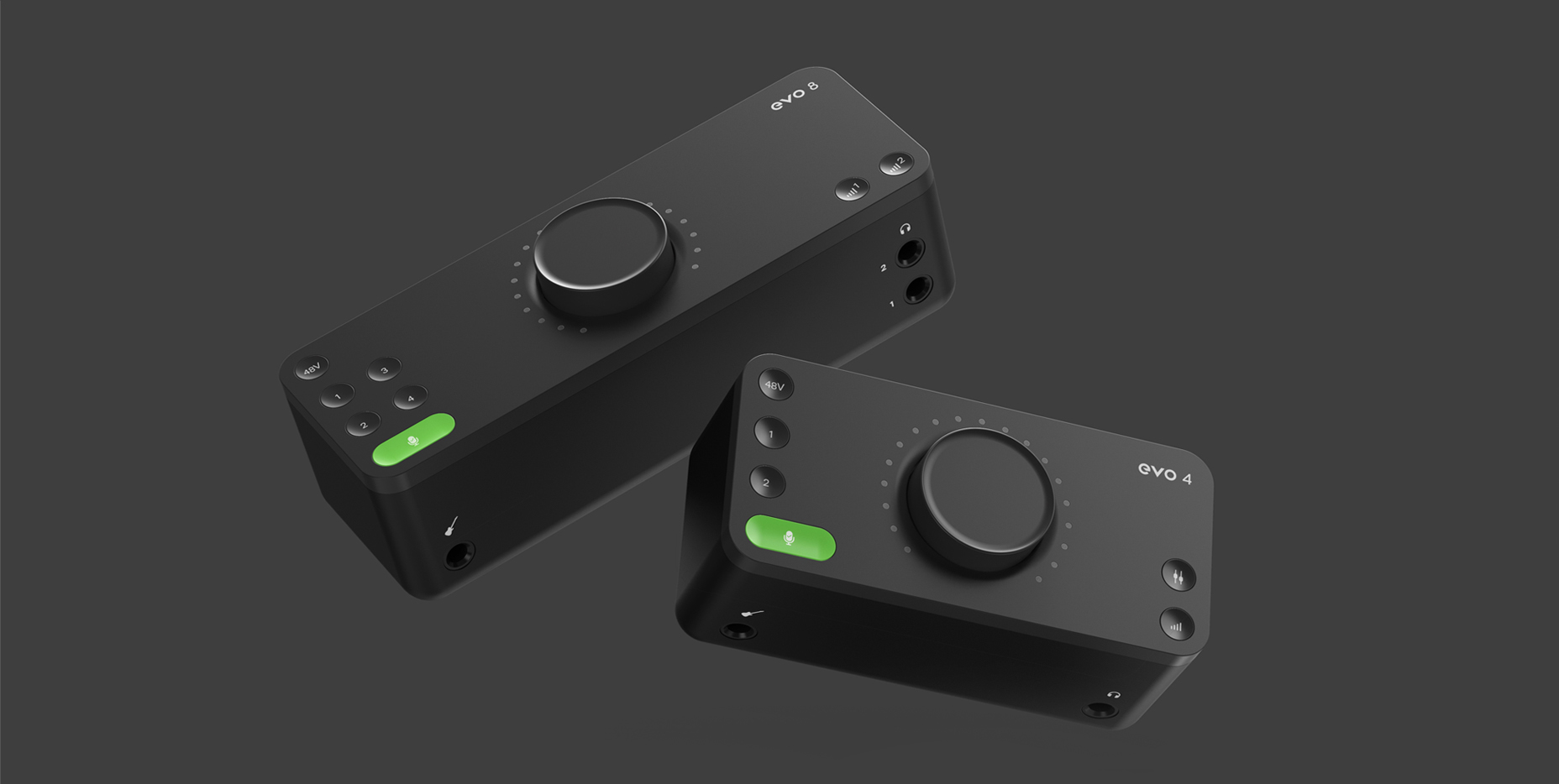 Audient Evo 4 and Evo 8 minimal audio interface designed by UK based industrial design studio Equals Design